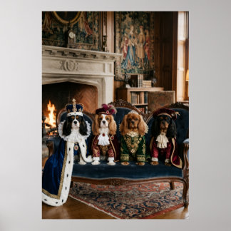 Gekroonde Cavalier Spaniel Koninklijk Hof Portret Poster