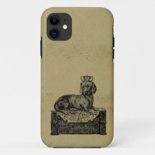 gekroonde dachshund-hondenrok met shabby iPhone 11 hoesje