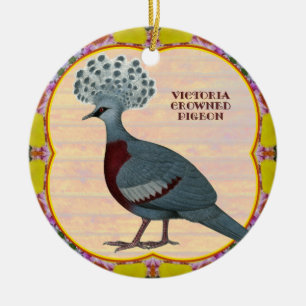 Gekroonde Duif Bloem Keramisch Ornament