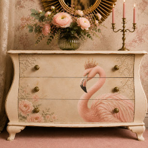 Gekroonde Flamingo Vintage Decoupage Tissuepapier