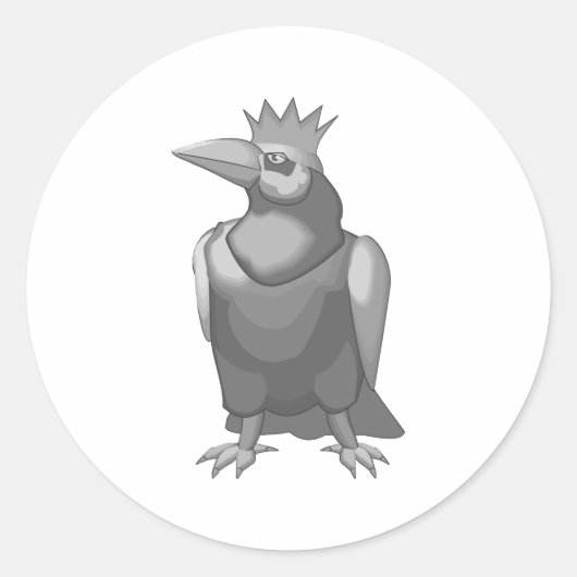 gekroonde kraai ronde sticker (Voorkant)