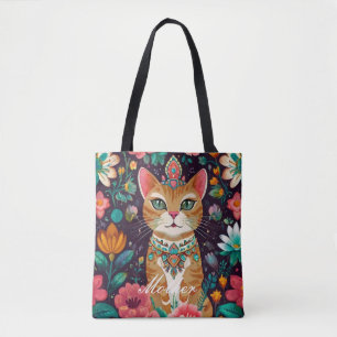 gekroonde met juwelen versierde kat draagtas