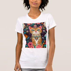 gekroonde met juwelen versierde kat t-shirt