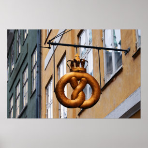 Gekroonde Pretzel in Kopenhagen Poster