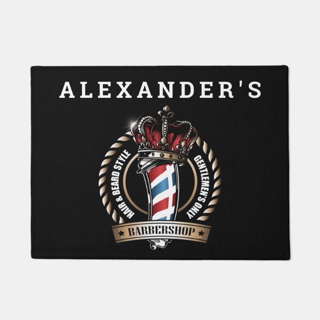 Gekruid Barber Pole Logo personaliseren Deurmat (Voorkant)