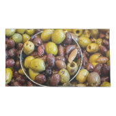 Gekruide zwarte en groene olijven kussensloop (Achterkant-Links)