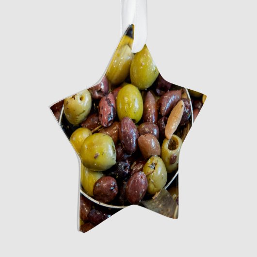 Gekruide zwarte en groene olijven ornament (voorkant)