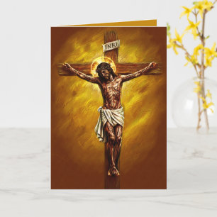Gekruisigde Jezus Gezegende Paaskaart Goud Kaart