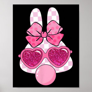 Gekruist konijn dat bubbelgom blaast Pasen coquett Poster
