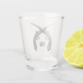 Gekruist pistoolmonogram shot glas (Achterkant)