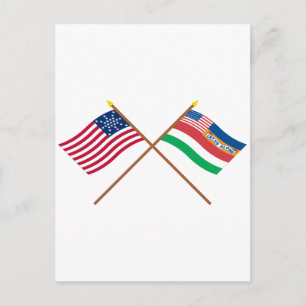 Gekruiste Amerikaanse vlaggen van 27 sterren en va Briefkaart