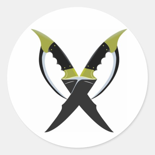 gekruiste bladen ronde sticker (Voorkant)