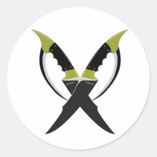 gekruiste bladen ronde sticker