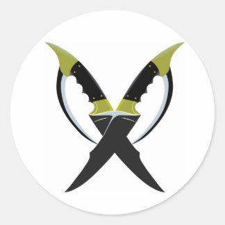 gekruiste bladen ronde sticker