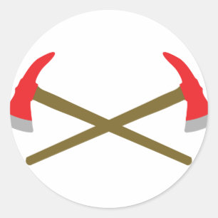 gekruiste brandweerbijl ronde sticker