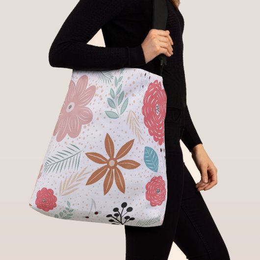 gekruiste Canvas tas met bloemmotief (Dichtbij)