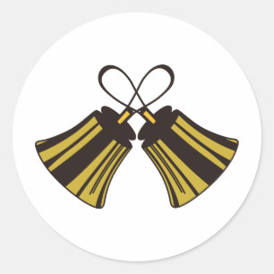 Gekruiste handriemen ronde sticker