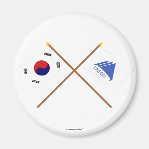 Gekruiste Korea en Taegu vlaggen Magneet