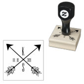 Gekruiste Pijlen Monogram Huwelijk Houten Kunst Rubberstempel (Gestempeld)
