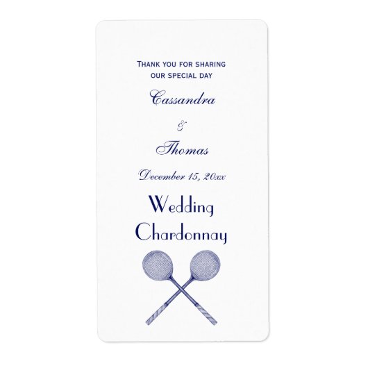 Gekruiste Squashrackets Blauw Etiket (Voorkant)
