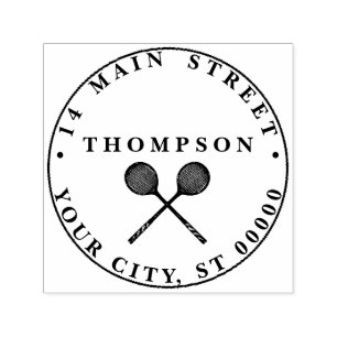 gekruiste squashrackets blauw naamadres zelfinktende stempel