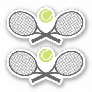 Gekruiste tennisrackets en ballen sticker