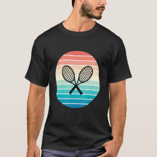 Gekruiste tennisrackets Retro Sunset Stijl voor PL T-shirt