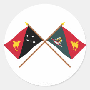 gekruiste vlaggen van PNG en de provincie Oost-Sep Ronde Sticker