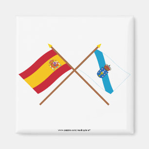 Gekruiste vlaggen van Spanje en Galicië Magneet