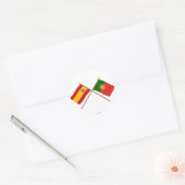 Gekruiste vlaggen van Spanje en Portugal Ronde Sticker (Envelop)