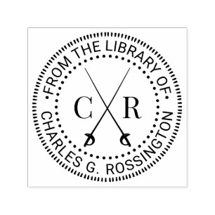 Gekruiste Zwaarden Initiële Monogram Bibliotheek B Zelfinktende Stempel