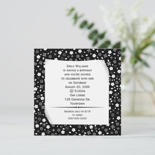 Gekruld papier op bloemendruk Party Kaart (Staand voorkant)