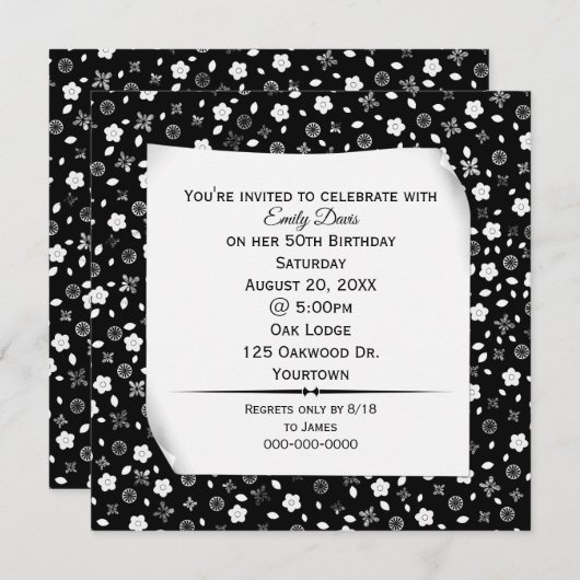 Gekruld papier op bloemendruk Party Kaart (Voorkant / Achterkant)