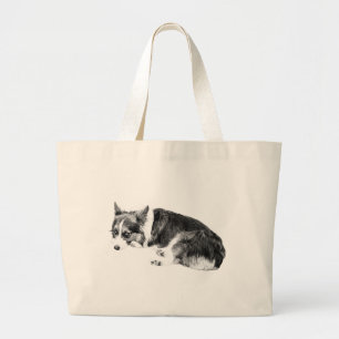 Gekrulde Corgi, gemakkelijk te dragen Grote Tote Bag