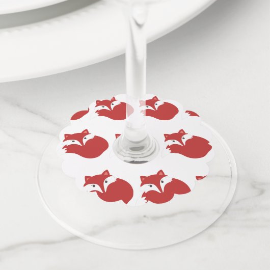 gekrulde vos wijnglaslabel (Dichtbij)