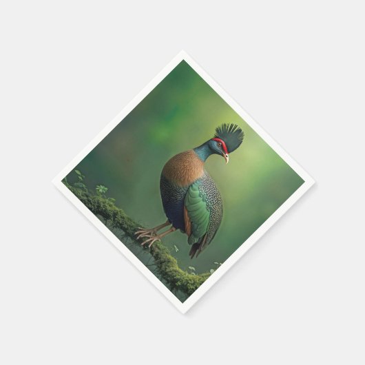 gekuifde patrijs op een met mos bedekte tak servet (Hoek)