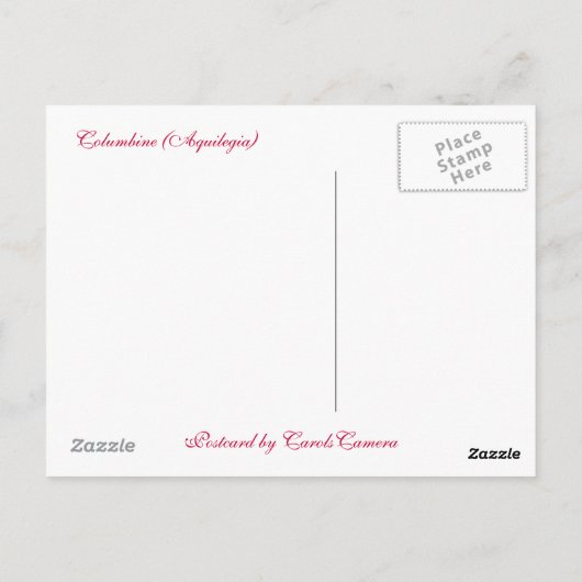 Gekweekt Columbine Briefkaart (Achterkant)