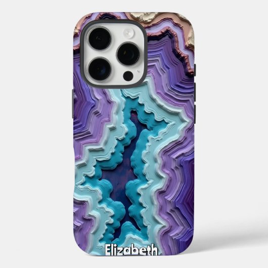 Gelaagd blauw, Paarse en crème Abstract Case-Mate iPhone Case (Achterkant)