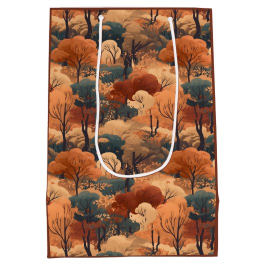 Gelaagd herfstboslandschap - Rustiek bos Medium Cadeauzakje (Achterkant)