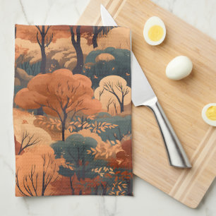 Gelaagd herfstboslandschap - Rustiek bos Theedoek