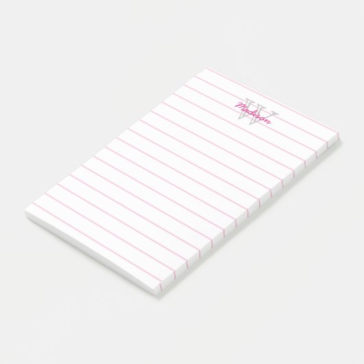 Gelaagd Monogrammen Roze & Wit Post-it® Notes (Schuin)