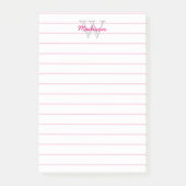 Gelaagd Monogrammen Roze & Wit Post-it® Notes (Voorkant)