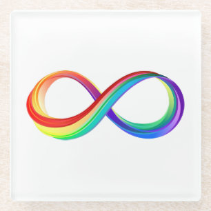 Gelaagd Rainbow Infinity symbool Glazen Onderzetter