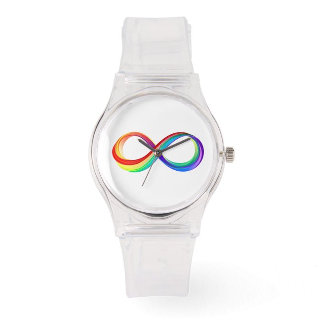 Gelaagd Rainbow Infinity symbool Horloge (Voorkant)