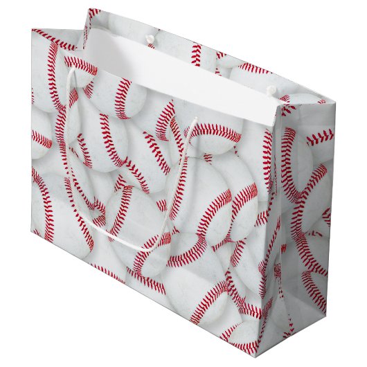 Gelaagde Baseball Pattern Birthday Groot Cadeauzakje (Voorkant Gekanteld)