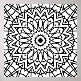 Gelaagde Bloemster Ster Mandala met Krachtig Lijno Poster