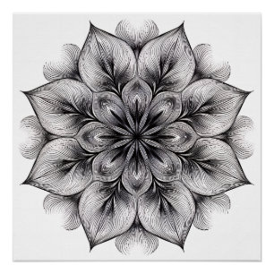 Gelaagde Bloom Mandala Perfect Poster