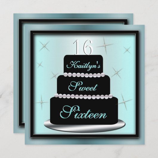 Gelaagde Cake Birthday Party nodigt uit Kaart (Voorkant / Achterkant)