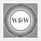 Gelaagde Geometrische Monogramlabels - Op Maat Vierkante Sticker (Voorkant)