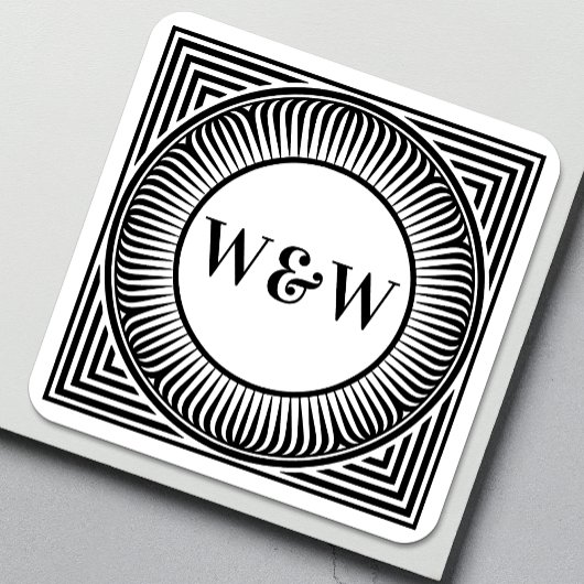 Gelaagde Geometrische Monogramlabels - Op Maat Vierkante Sticker